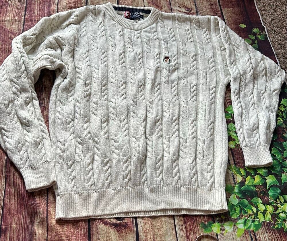 Chaps by Ralph Lauren Off-White Cable Knit Sweater Size XL